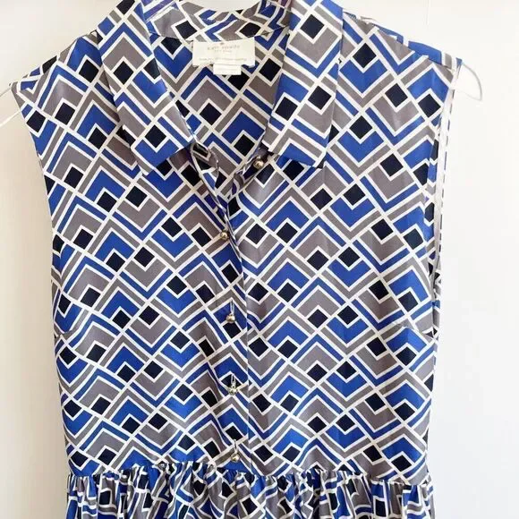 Kate Spade Silk Sleeveless Mini Button Down Silk Dress Size 10 - Picture 7 of 10